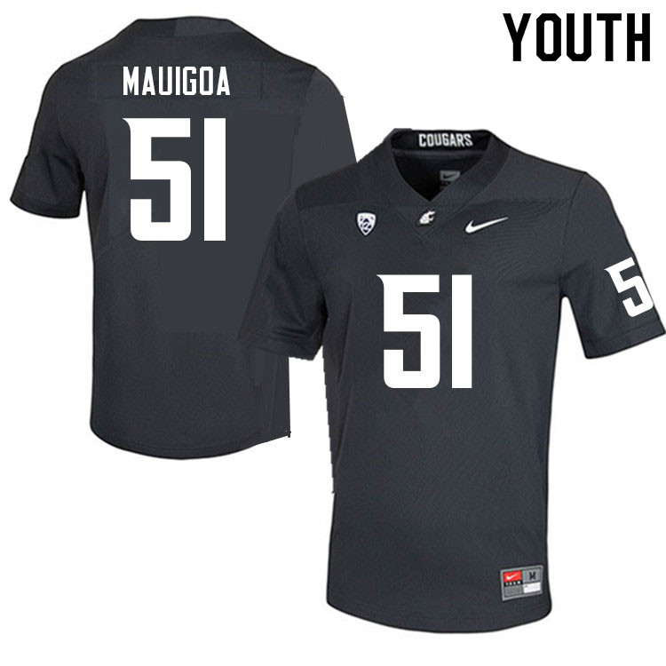 Youth #51 Francisco Mauigoa Washington State Cougars College Football Jerseys Sale-Charcoal - Click Image to Close
